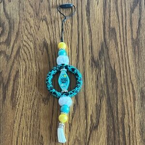Turquoise and Yellow Beaded Car Charm